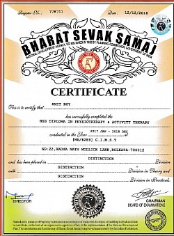 CERTIFICATE OF DIPLOMA IN PHYSIOTHERAPY AND ACTIVITIES THERAPY
